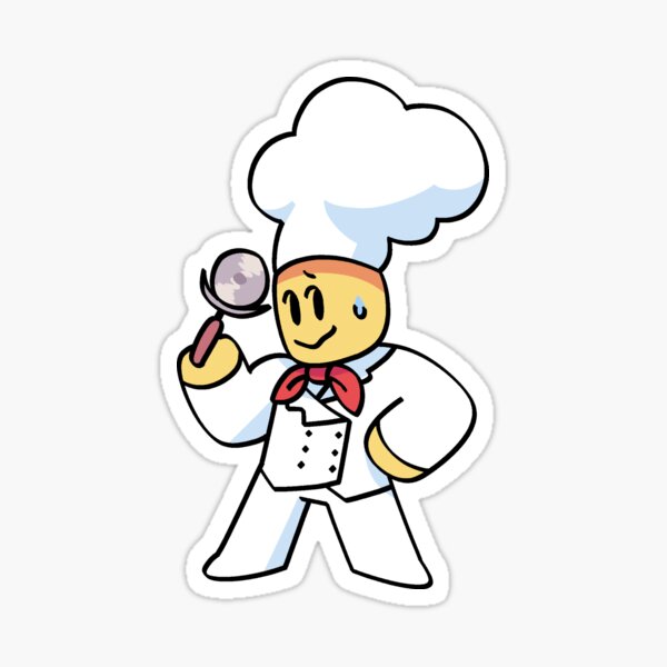 Work At A Pizza Place Chef Sticker By Mikecatsu Redbubble - roblox work at pizza place how to get money fast