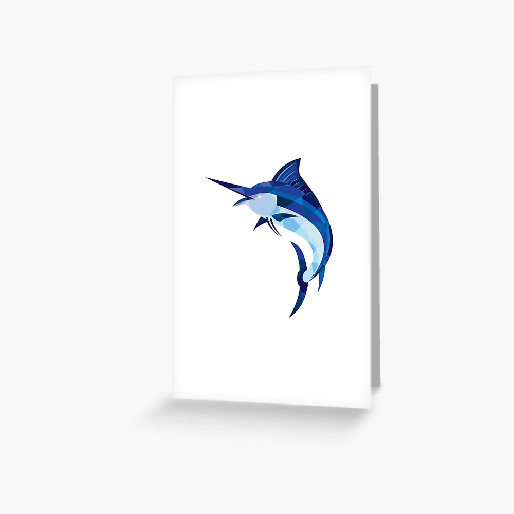 Blue Marlin Fish Jumping Low Polygon Greeting Card for Sale by patrimonio
