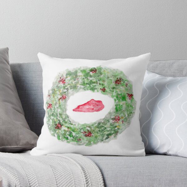 Aperçu de l'œuvre Guirlande de Kentucky, buis, aquarelle, vert, rouge, peint à la main créée et vendue par CleverlyInspired.
