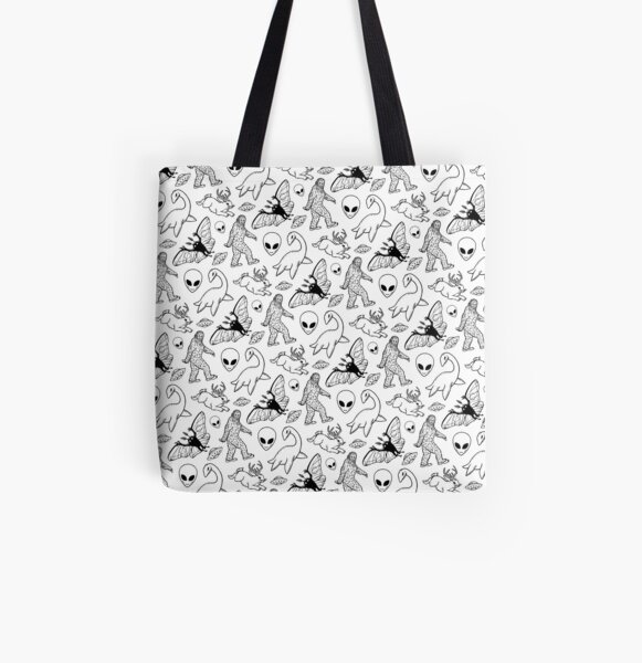 Cryptid Pattern (White Background) All Over Print Tote Bag