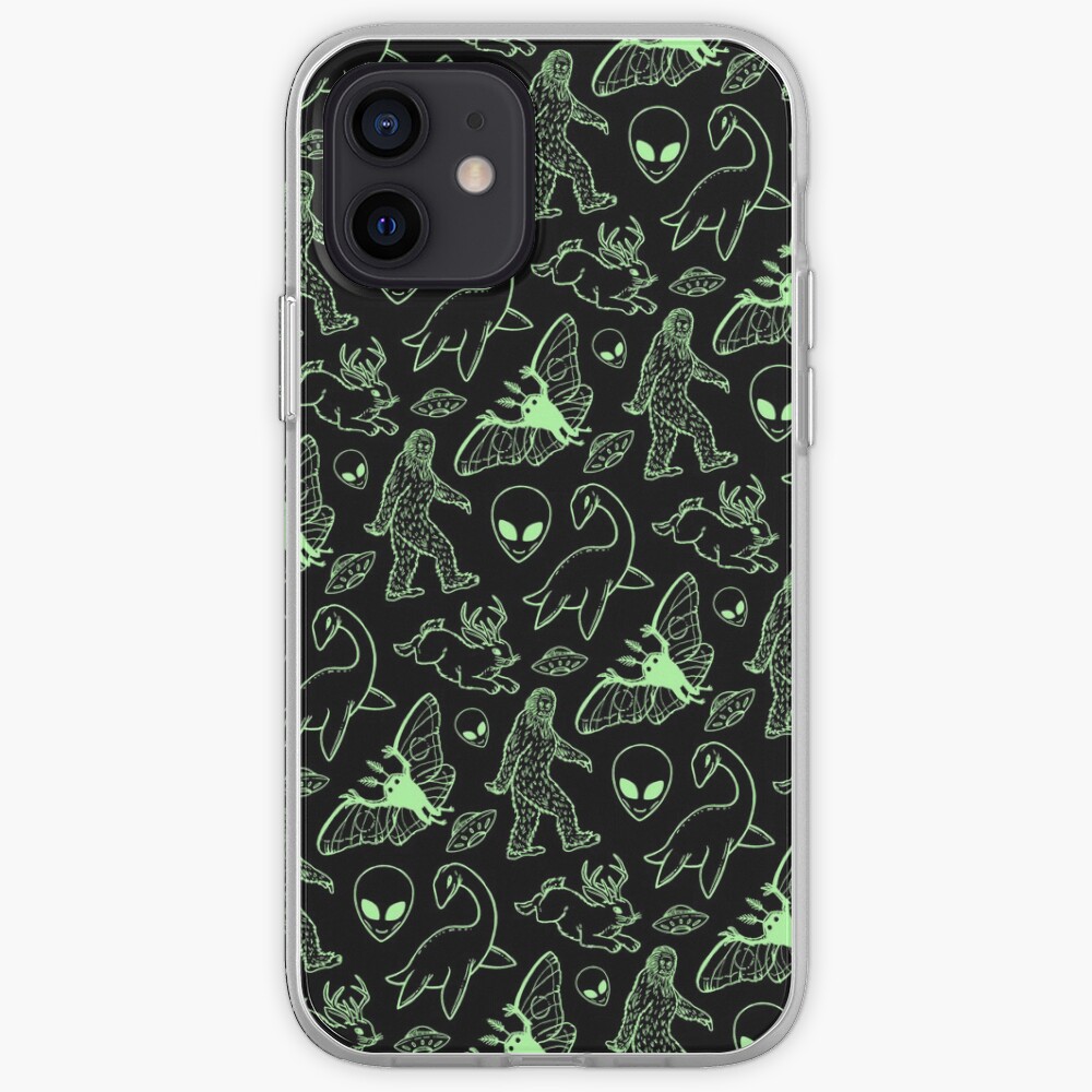 Cryptid Pattern (Green Lines) iPhone Case & Cover