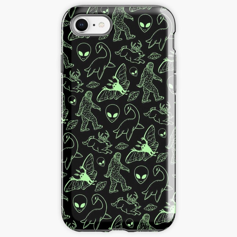 Cryptid Pattern (Green Lines) iPhone Case & Cover