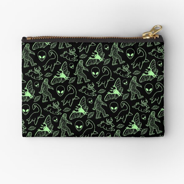 Cryptid Pattern (Green Lines) Zipper Pouch