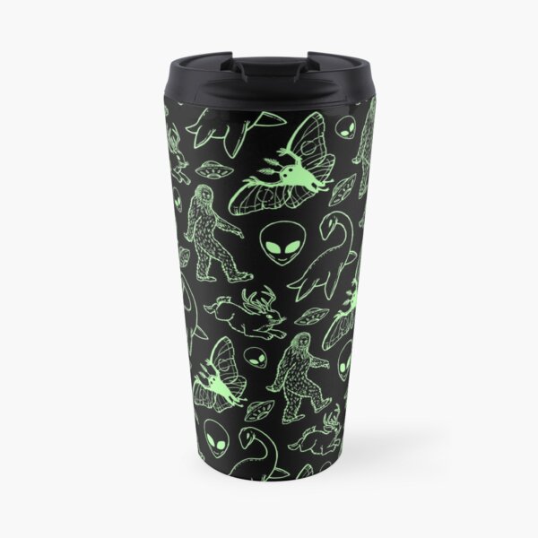 Cryptid Pattern (Green Lines) Travel Mug