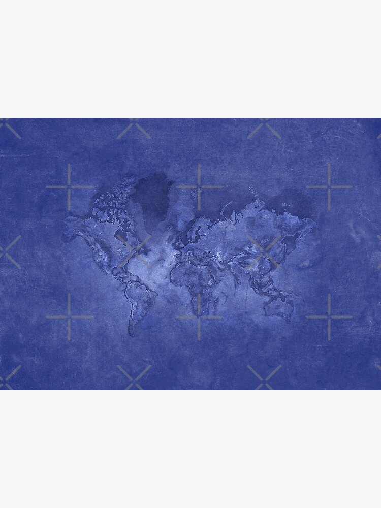 Disover Cobalt Blue Wall Art Canvas, Cobalt Blue Decor World Map Premium Matte Vertical Poster