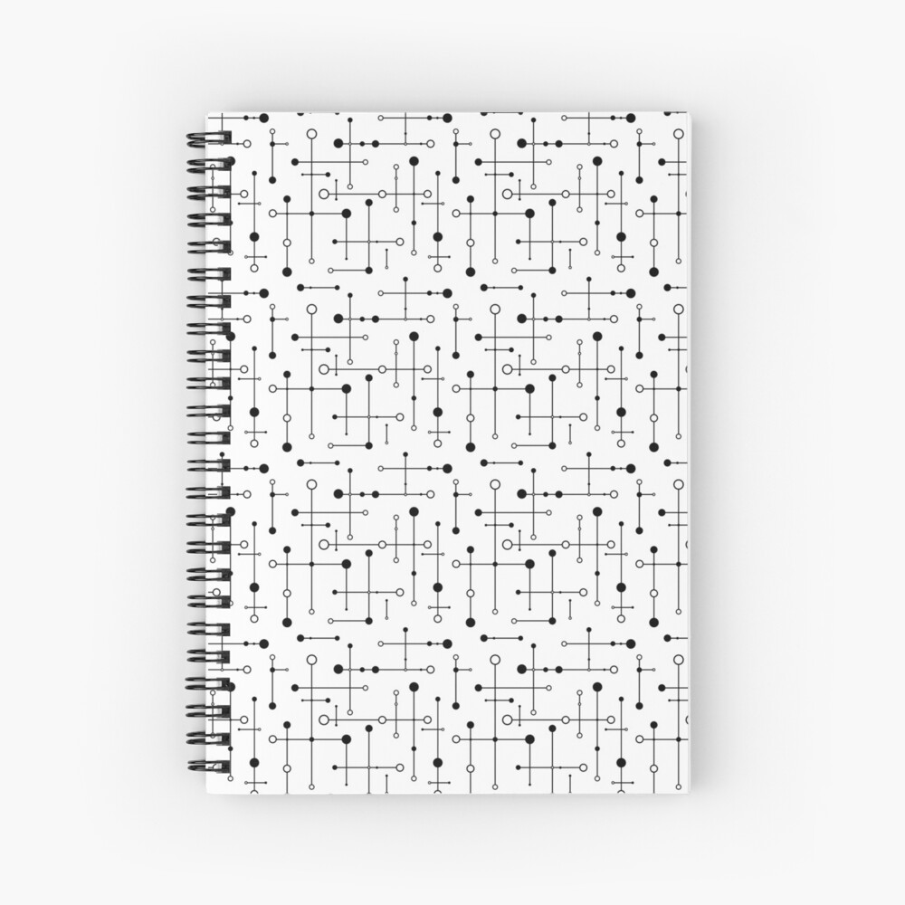 Mid Century Styled Lines & Dots Spiral Notebook