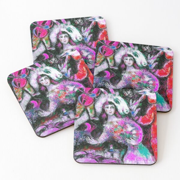 Item preview, LADY WITH FLOWERS : Chagall Style Abstract Print designed and sold by posterbobs.