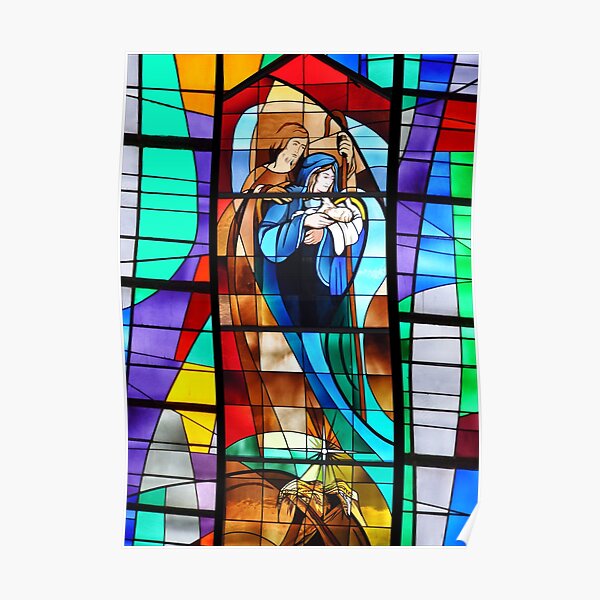 Stained Glass Nativity Scene Poster