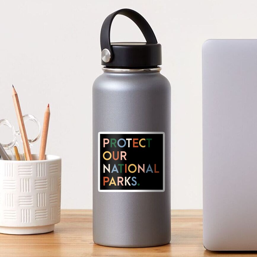 Protect our national parks - modern font rainbow colors Sticker
