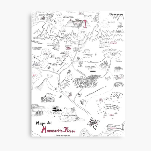 The Map of Manuscript Earth - in Spanish! Metal Print
