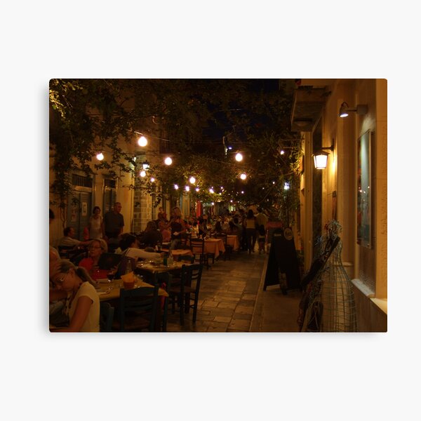 Restaurant Street (Ermoupolis, Syros) Canvas Print