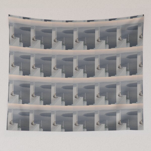 Item preview, Cat is watching the beautiful view of Santorini  designed and sold by lealey19.