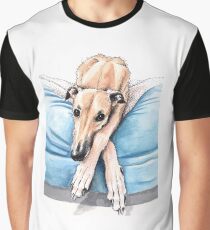Windhund auf blauem Bett Grafik T-Shirt