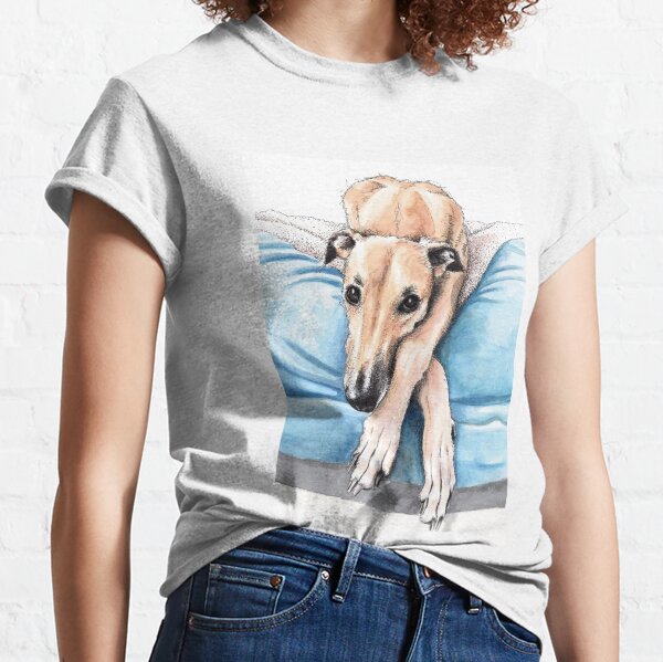 Greyhound on blue bed Classic T-Shirt