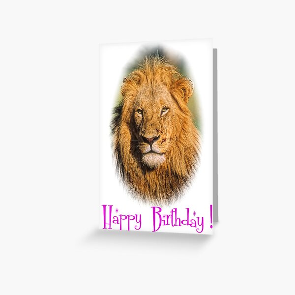 Carte De Vœux Carte De Joyeux Anniversaire De Lion Par Leksele Redbubble