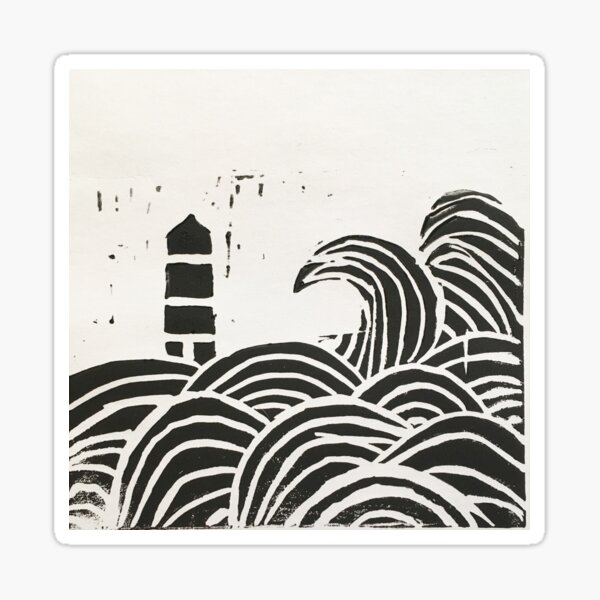 Lighthouse Lino Print Sticker
