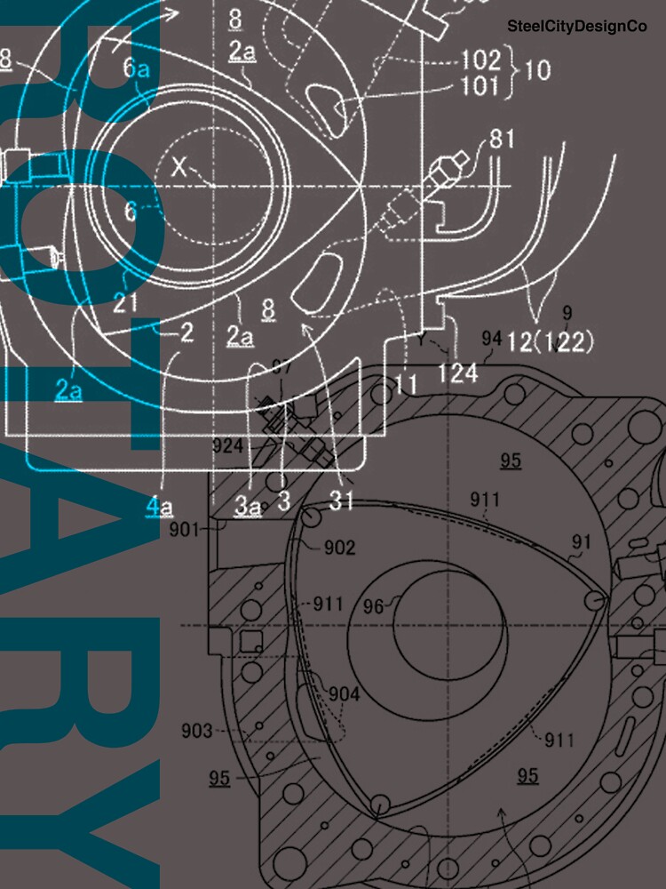 "Rotary Engine Blueprint Artwork" Sticker for Sale by SteelCityDC