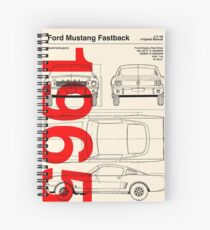 Cuaderno de espiral 1965 Ford Mustang Fastback Blueprint Obra