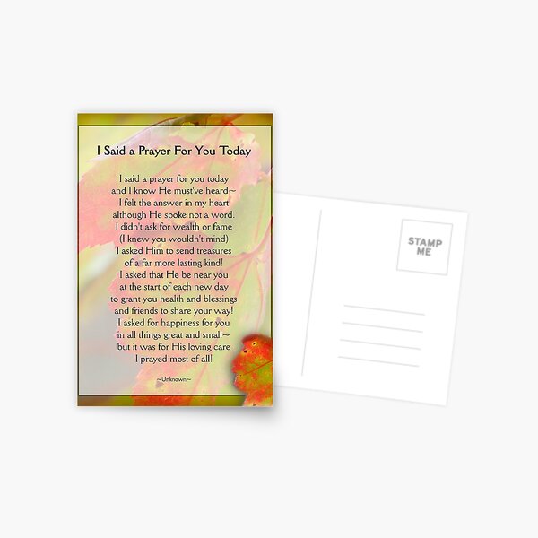 I Said a Prayer For You Today - Inspirational Postcard