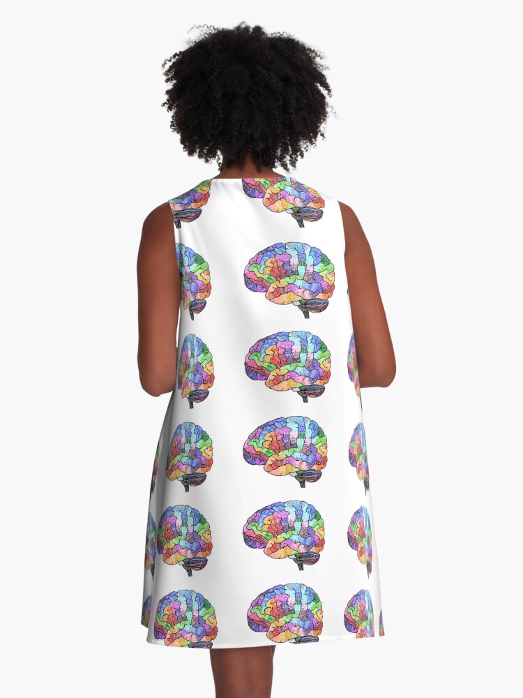 Thumbnail 3 of 4, A-Line Dress, The Rainbow Brain designed and sold by hanaayoob.