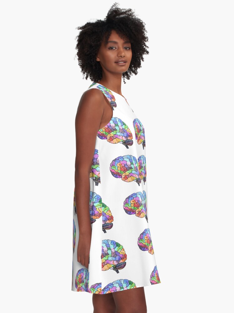 Thumbnail 2 of 4, A-Line Dress, The Rainbow Brain designed and sold by hanaayoob.
