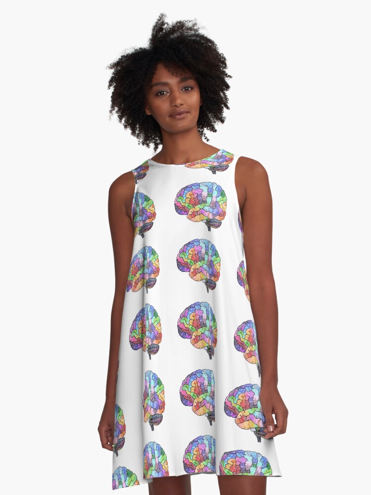 Thumbnail 1 of 4, A-Line Dress, The Rainbow Brain designed and sold by hanaayoob.