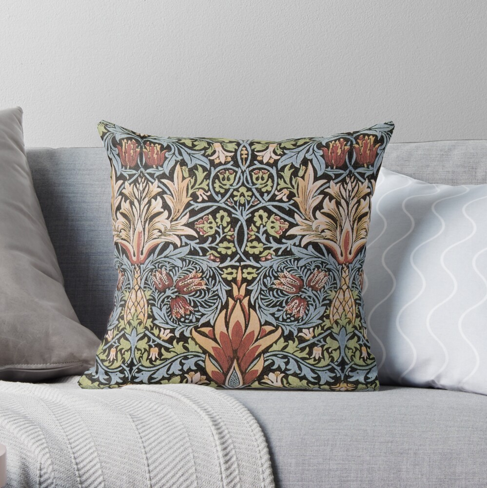 Arts and Crafts Movement. Snakeshead printed textile. William Morris. 1876. Throw Pillow