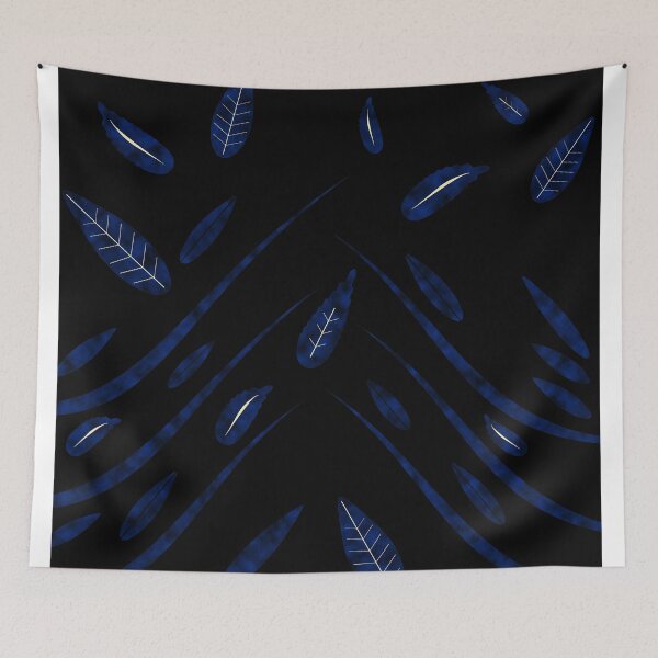 Item preview, Dark Leaves pattern, blue leaves, leaf, pattern, black and white, dark leaves, dark floral, abstract, modern, amazing, beautiful, luxury designed and sold by hvasilevshop.
