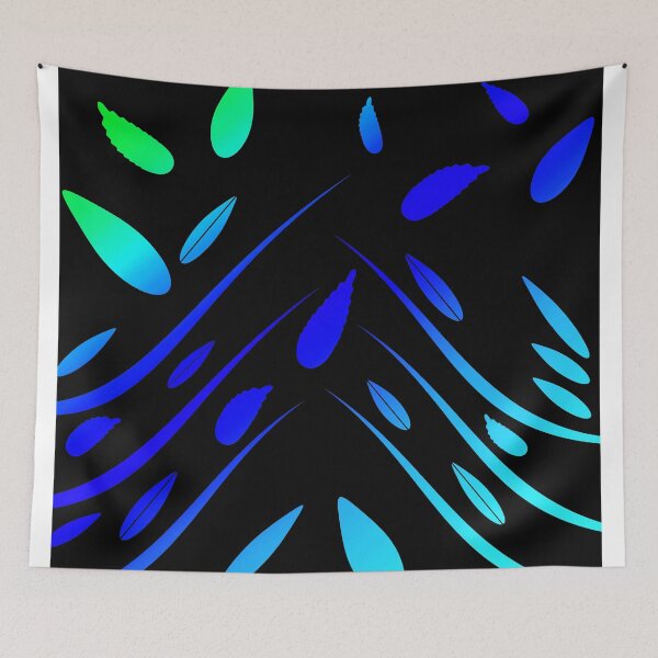 Item preview, Leaves neon colors, blue leaves, leaf, pattern, neon color, dark leaves, dark floral, abstract, modern, amazing, beautiful, luxury designed and sold by hvasilevshop.