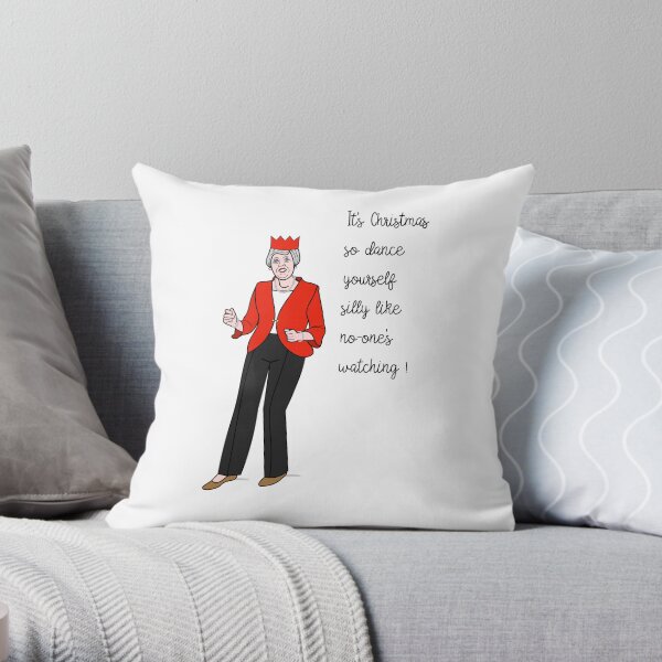 Theresa May Robot Dancing For Christmas Throw Pillow