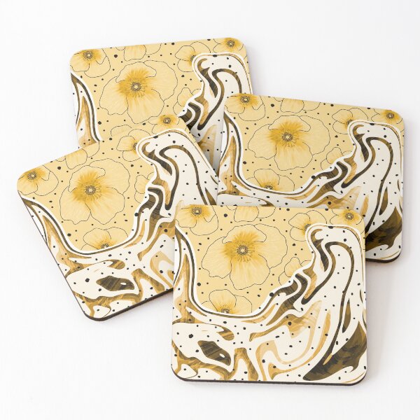 Item preview, Warm Gold Flowers Wave Marbled  designed and sold by oursunnycdays.