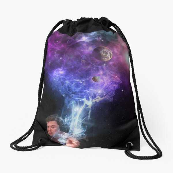 Elon Musk smoking outerspace weed Drawstring Bag