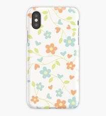 Cute blue orange abstract floral pattern iPhone Case/Skin