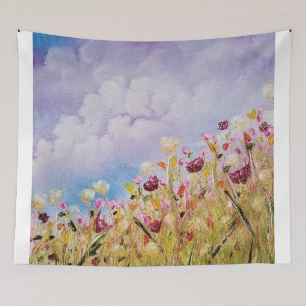 Item preview, Look to the Light, Daylight flowers, flowers impressionism, wild flowers, clouds, skyscape, cloudy sky with flowers designed and sold by roxanegabriel.