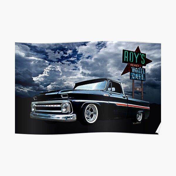 65 Chevy C-10 Stopping at Roy's on Route 66 Poster