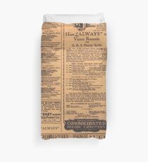 Old Newspaper Page Look Duvet Cover