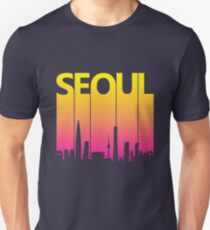Retro 80s Seoul South Korea Skyline Silhouette Unisex T-Shirt
