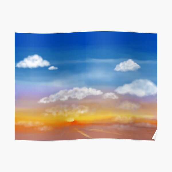 Coucher de soleil nuageux Poster