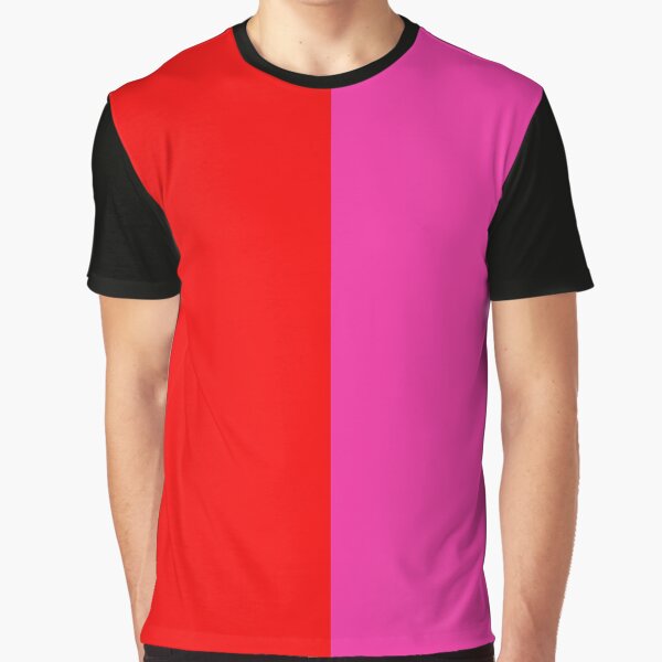 Colour blocking red and pink Graphic T-Shirt