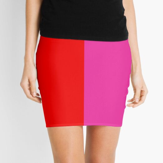 Colour blocking red and pink Mini Skirt