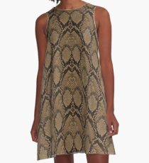 Vestido acampanado Escamas de reptiles de piel de serpiente pitón marrón y negro bronce