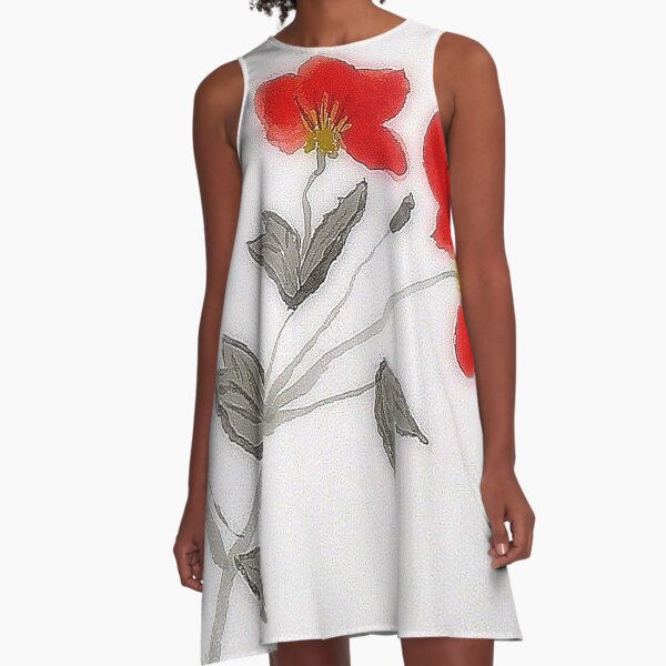 Oriental Poppies A-Line Dress