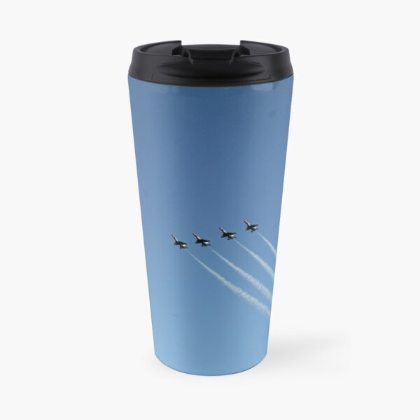 Air show, #AirShow, #sky #airplane #plane #blue #jet #flight #air #flying #aircraft #fly #travel #trail #aeroplane #clouds #white #aviation #cloud #contrail #smoke #glider #transport #high #speed Travel Mug