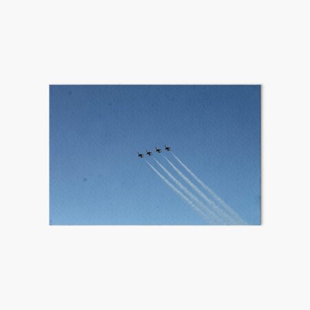 Air show, #AirShow, #sky #airplane #plane #blue #jet #flight #air #flying #aircraft #fly #travel #trail #aeroplane #clouds #white #aviation #cloud #contrail #smoke #glider #transport #high #speed Art Board Print