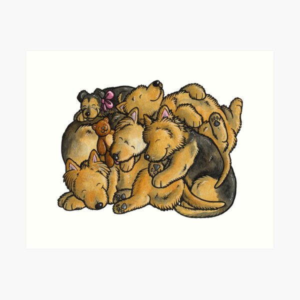 Item preview, Sleeping pile of Australian Terrier dogs designed and sold by animalartbyjess.