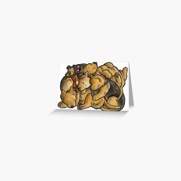 Sleeping pile of Australian Terrier dogs Greeting Card