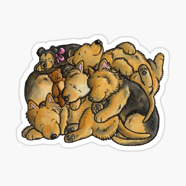 Item preview, Sleeping pile of Australian Terrier dogs designed and sold by animalartbyjess.