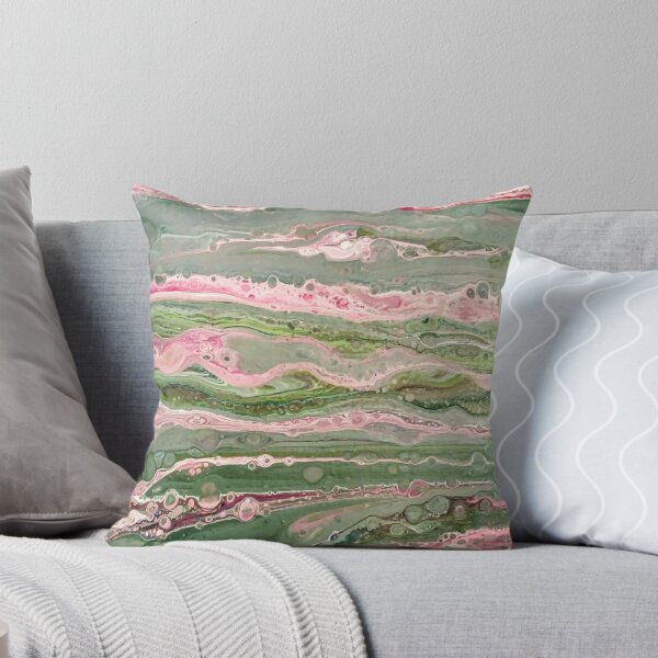 Item preview, Pink and green striped pour designed and sold by Annabellepaints.