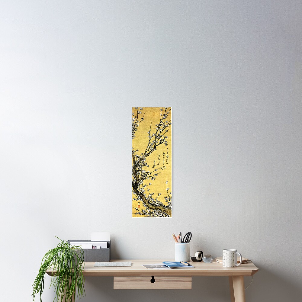 'Flowering Plum' by Katsushika Hokusai (Reproduction) Poster
