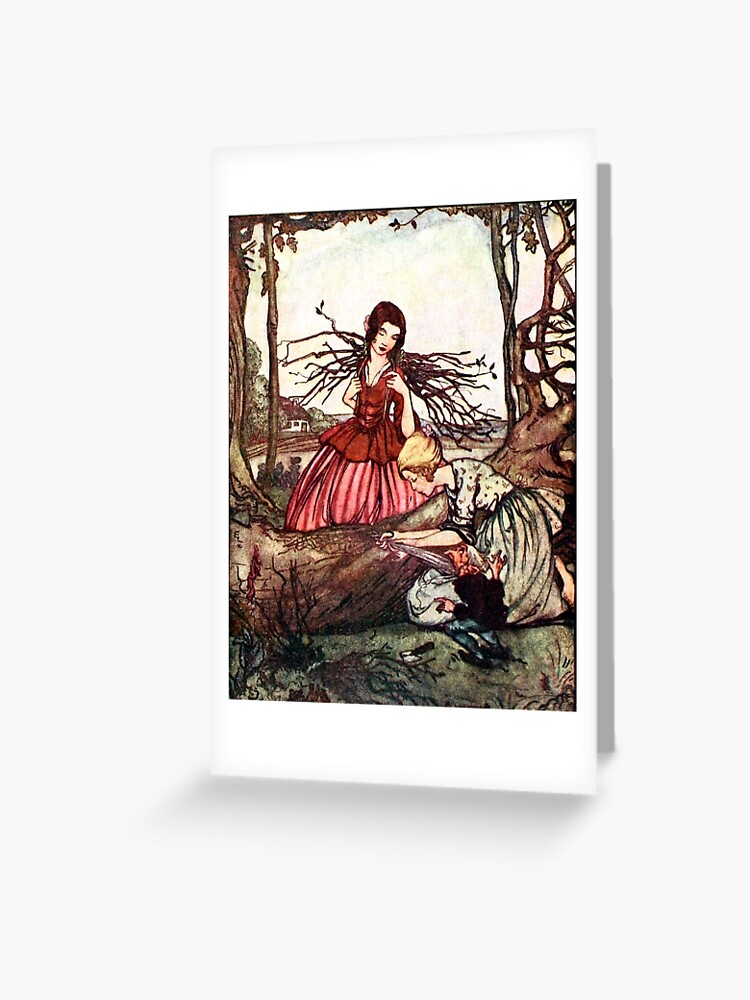 Snow White And Rose Red Grimm Brothers Rie Cramer Greeting Card By Forgottenbeauty Redbubble